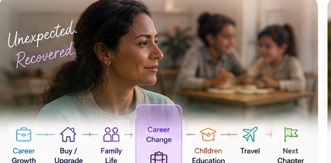 Family reviewing financial accounts and services